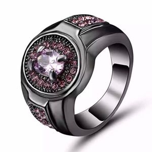Black Gold & Pink Sapphire Ring Size 8